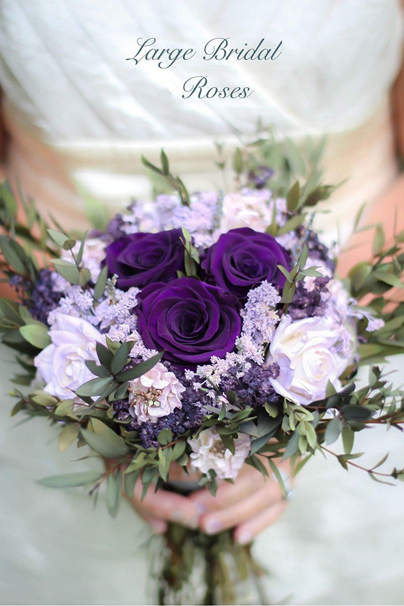 Laelfe 12 pcs Artificial Roses Flowers Long Stem Fake Silk Rose for Home Wendding Decorations (Purple) - Image 2